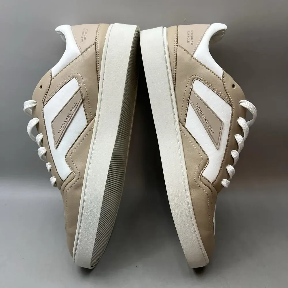 Thousand Fell Court Lace Up Shoes Men Size 9.5 White Brown Comfort Low Sneakers